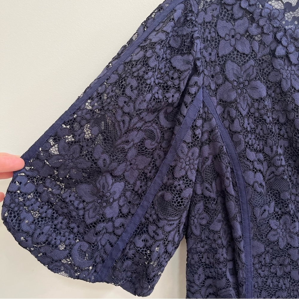 Teri Jon Rickie Freeman Balloon-Sleeve Floral Lace Cocktail Dress - Picture 8 of 16